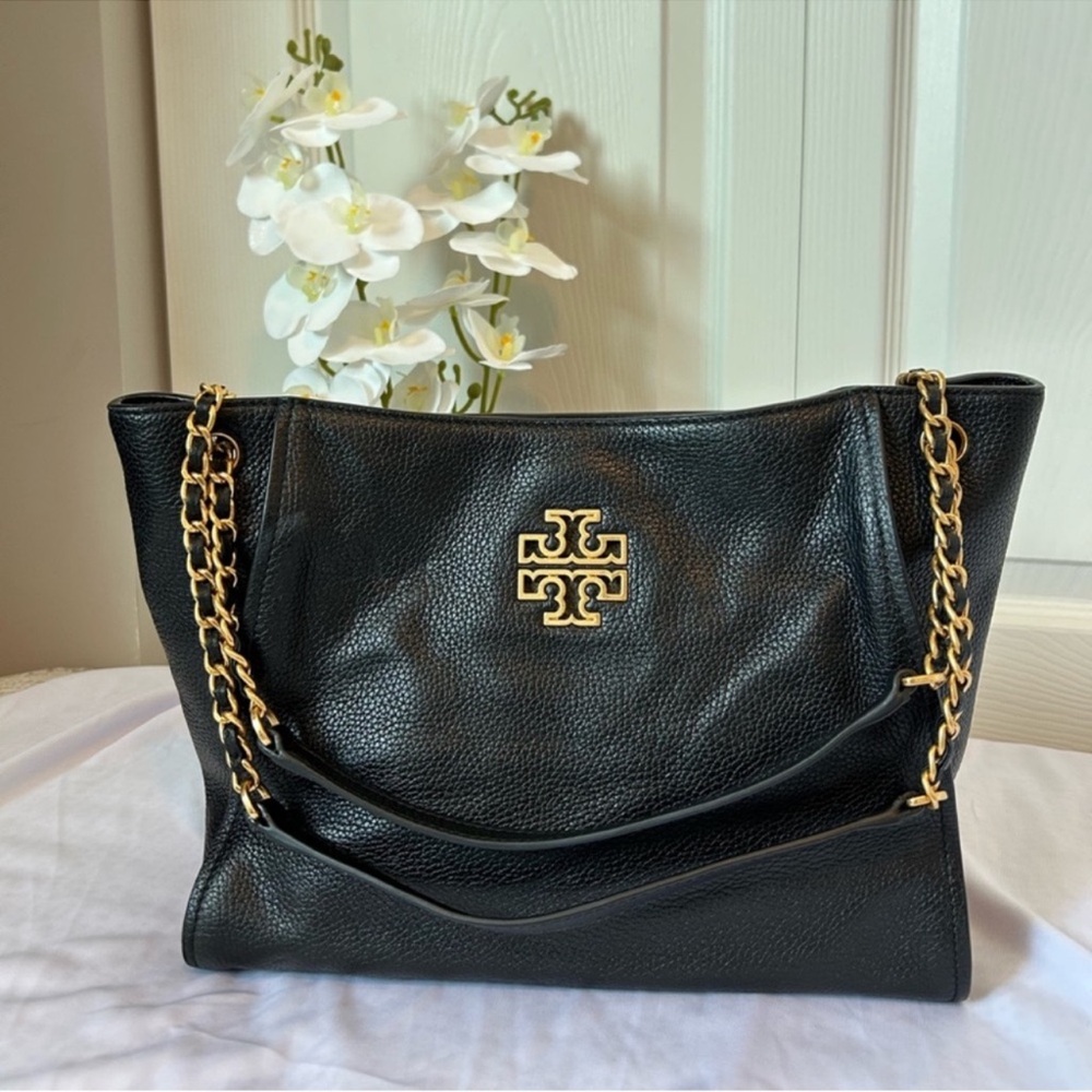 Tory Burch Black Shoulder Bag with Gold Accents